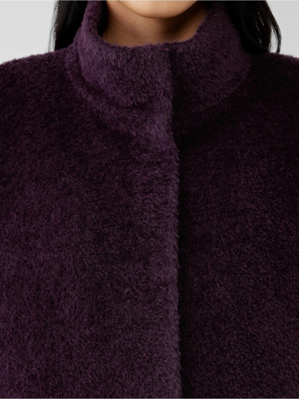 Eileen Fisher Sheared Suri Alpaca Stand Collar Coat, MSRP $698! - Picture 4 of 14